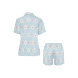 White cute pomeranian pattern Women's V-Neck Short Pajama Set