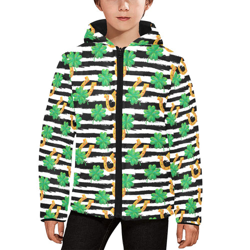 Horseshoes Pattern Print Design 01 Kids' Boys' Girls' Padded Hooded Jacket