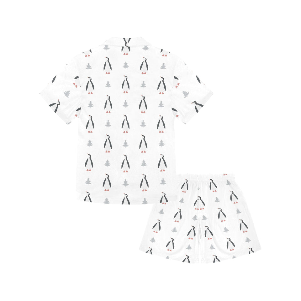 Penguin pattern Kids' Boys' Girls' V-Neck Short Pajama Set