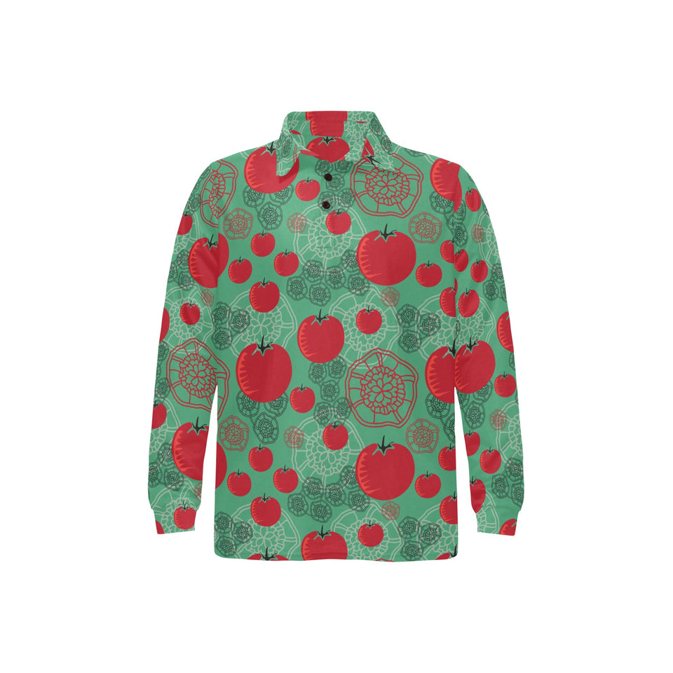 Tomato design pattern Men's Long Sleeve Polo Shirt