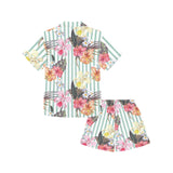 Colorful orchid flower pattern Kids' Boys' Girls' V-Neck Short Pajama Set