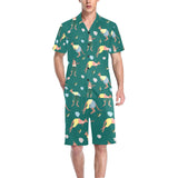 Kangaroo leaves pattern Men's V-Neck Short Pajama Set