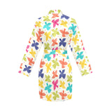 Pigeon Pattern Print Design 01 Women's Long Sleeve Belted Night Robe