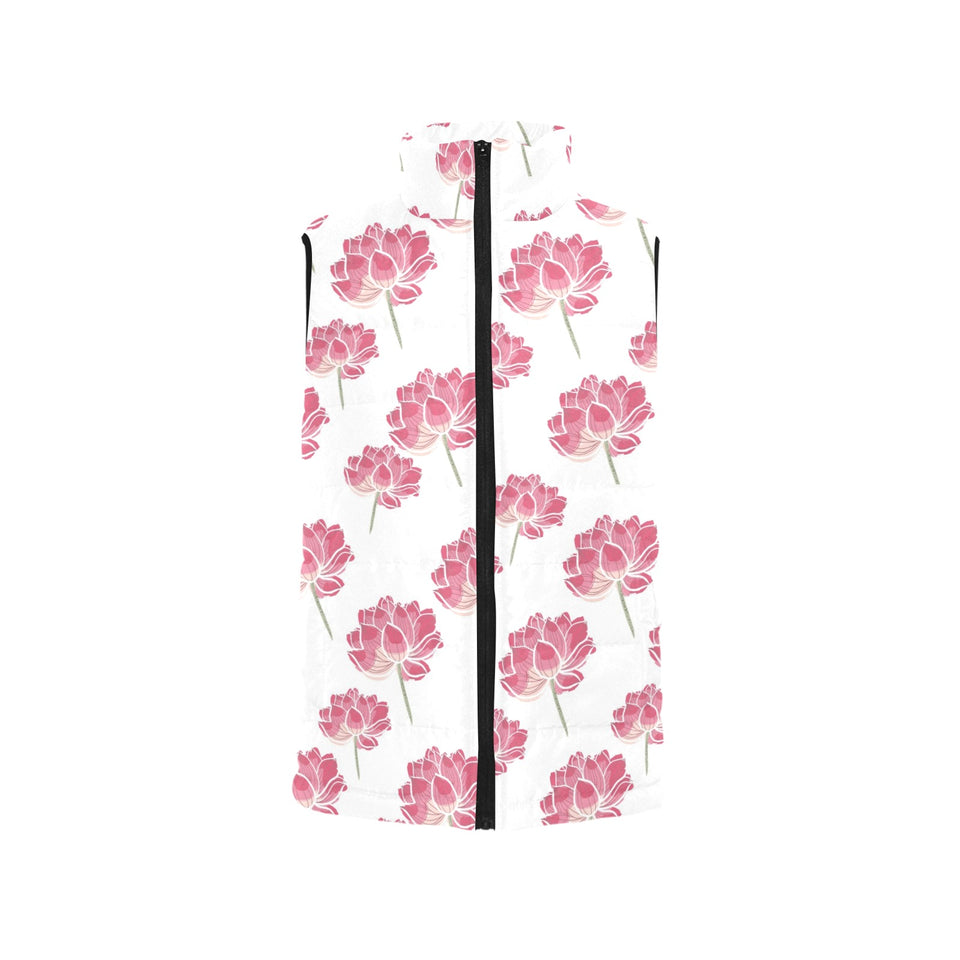 Pink lotus waterlily pattern Women's Padded Vest
