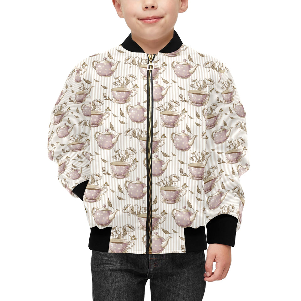 Tea pots Pattern Print Design 03 Kids' Boys' Girls' Bomber Jacket