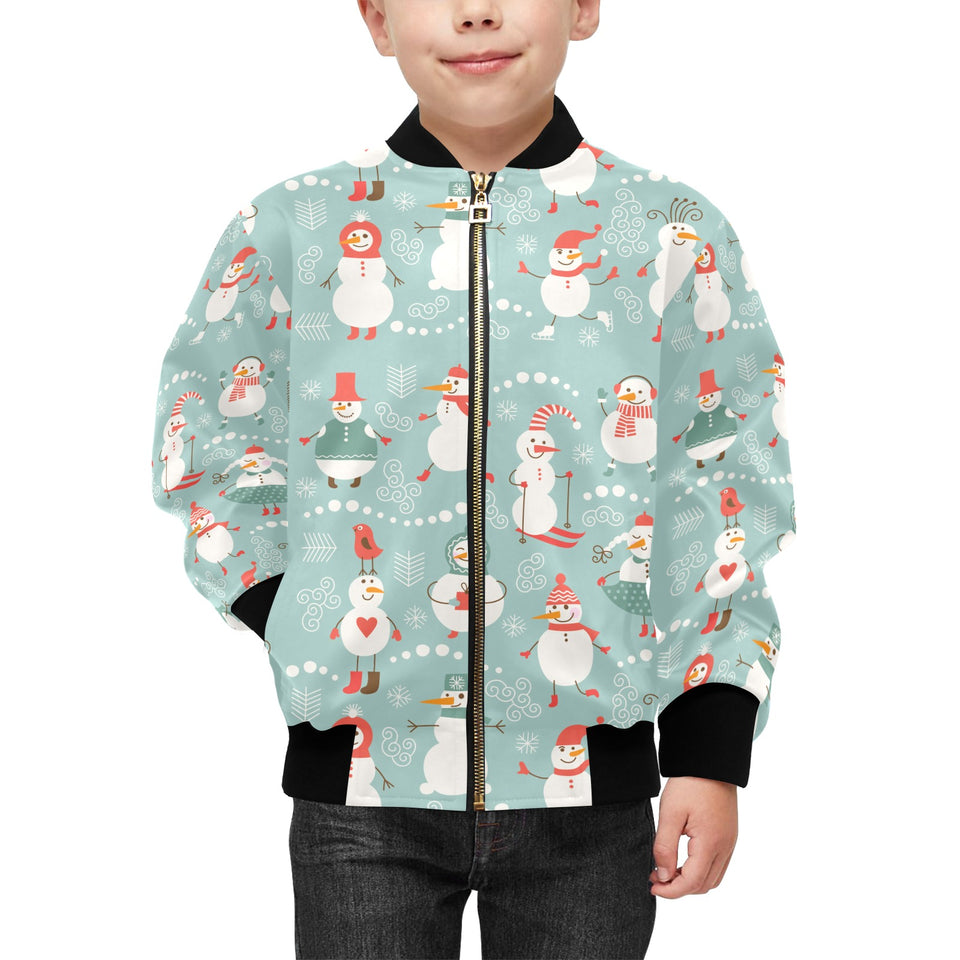 Cute snowman pattern Kids' Boys' Girls' Bomber Jacket