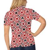 Casino Cards Suits Pattern Print Design 03 Women's All Over Print Polo Shirt