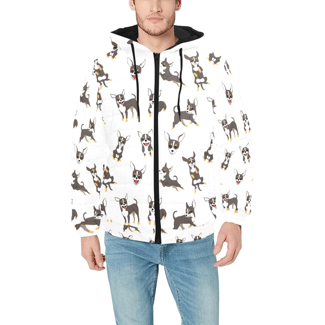 Chihuahua dog pattern Men's Padded Hooded Jacket