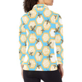 Bee honeycomb pattern Women's Long Sleeve Polo Shirt