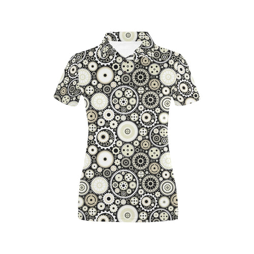 Gear Pattern Print Design 02 Women's All Over Print Polo Shirt
