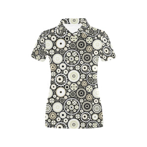 Gear Pattern Print Design 02 Women's All Over Print Polo Shirt