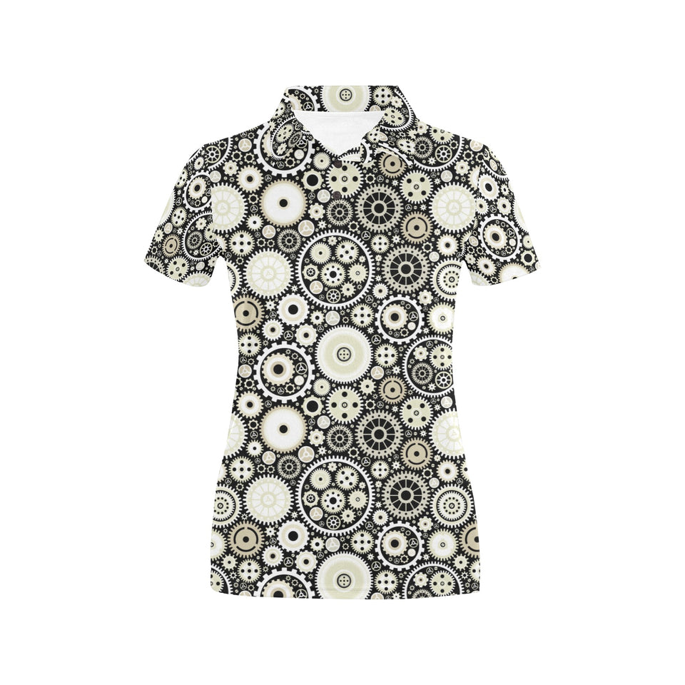 Gear Pattern Print Design 02 Women's All Over Print Polo Shirt