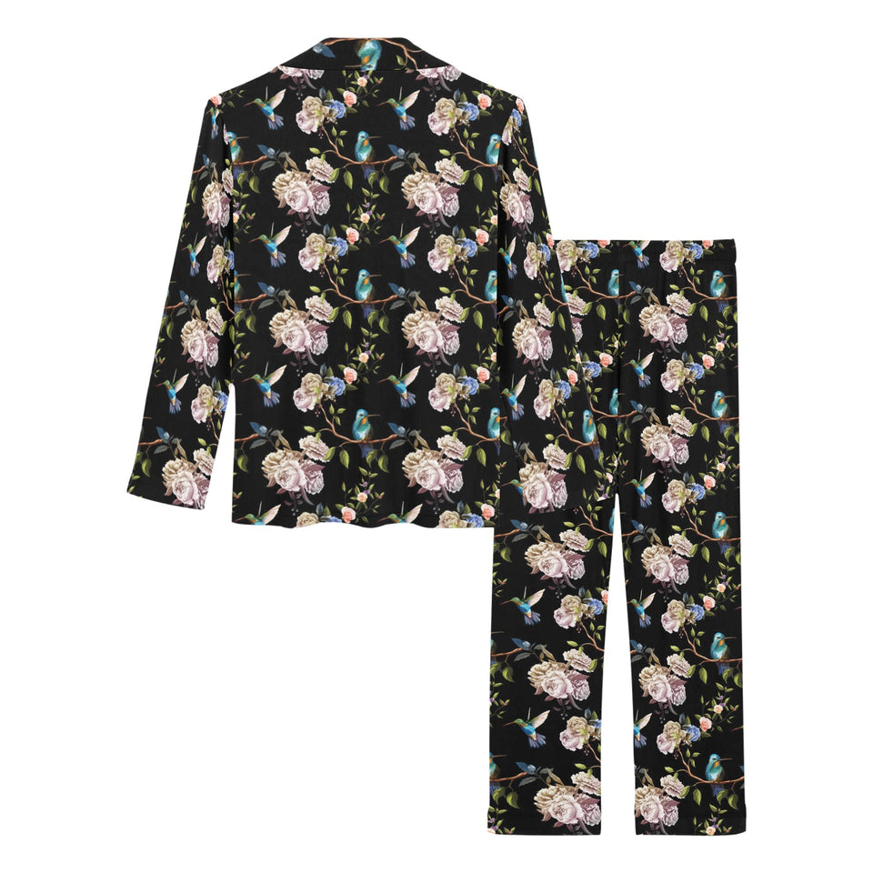 Hummingbird Pattern Print Design 03 Women's Long Pajama Set