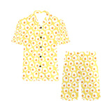 Fried Eggs Pattern Print Design 05 Men's V-Neck Short Pajama Set