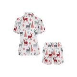 Deer tree snowflakes chrismas pattern Women's V-Neck Short Pajama Set