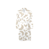 Cool gold moon abstract pattern Men's Long Sleeve Belted Night Robe