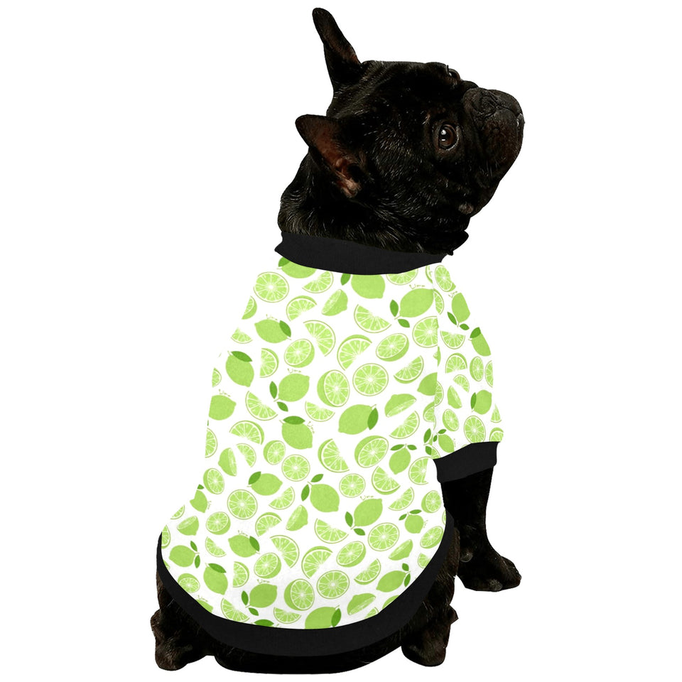 Lime design pattern All Over Print Pet Dog Round Neck Fuzzy Shirt