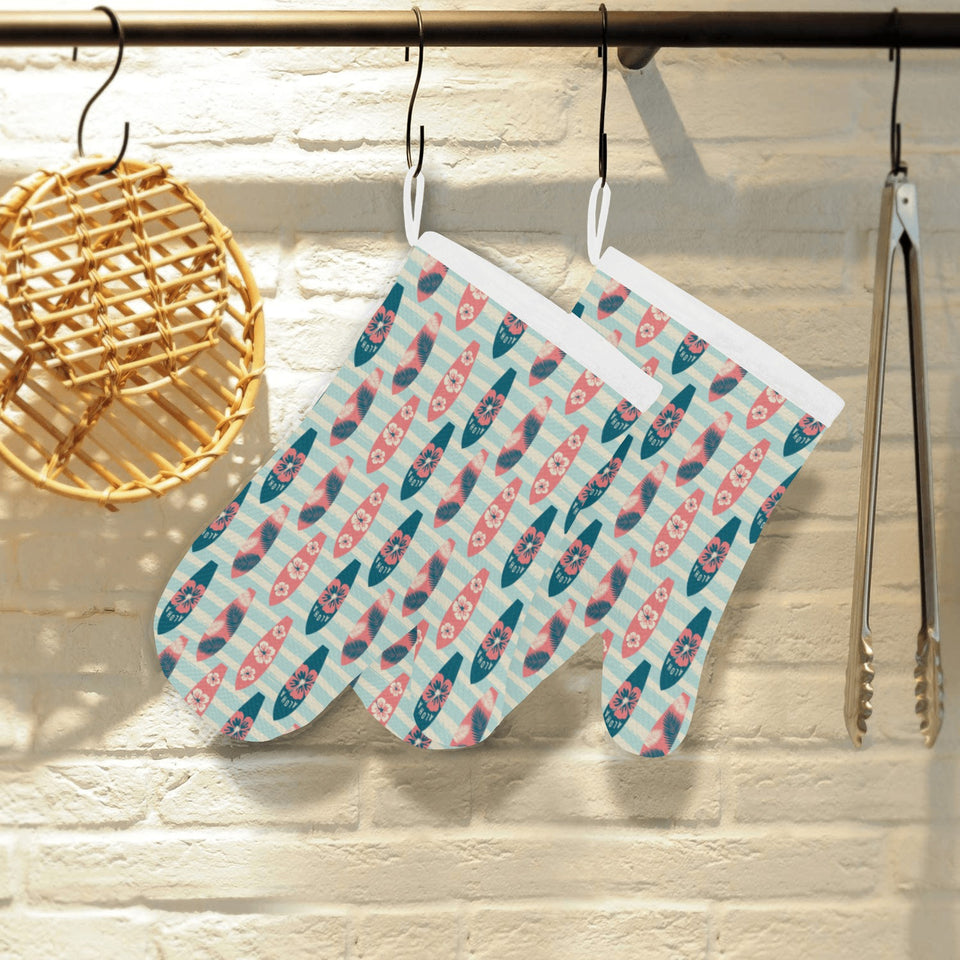 Surfboard Pattern Print Design 02 Heat Resistant Oven Mitts