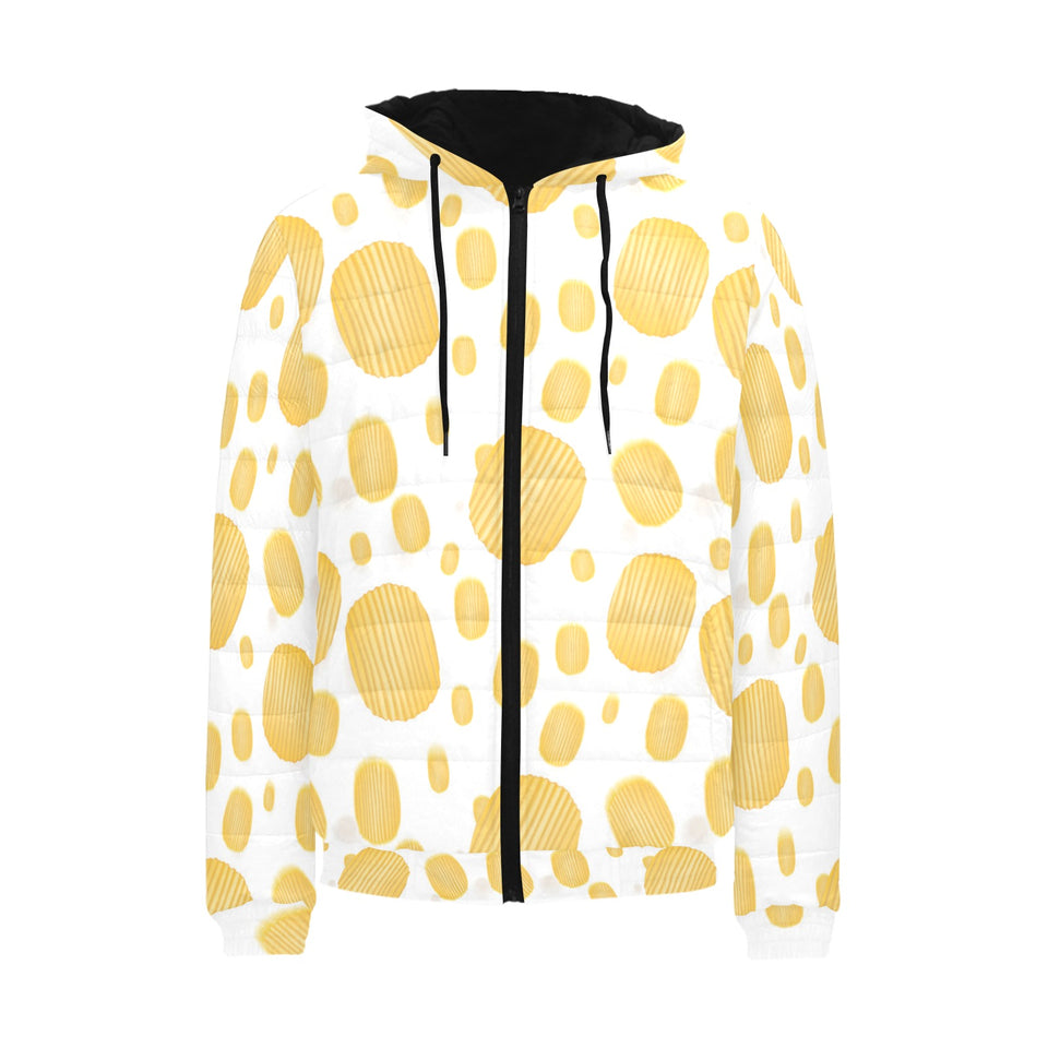Potato Chips Pattern Print Design 03 Men's Padded Hooded Jacket