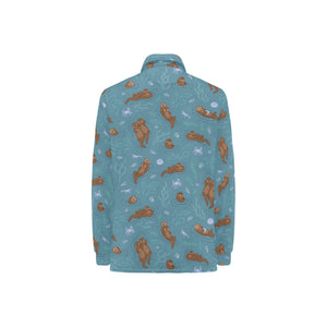 Sea otters pattern Women's Long Sleeve Polo Shirt