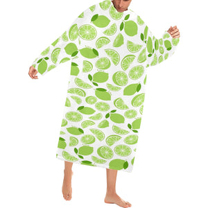 Lime design pattern Blanket Robe with Sleeves