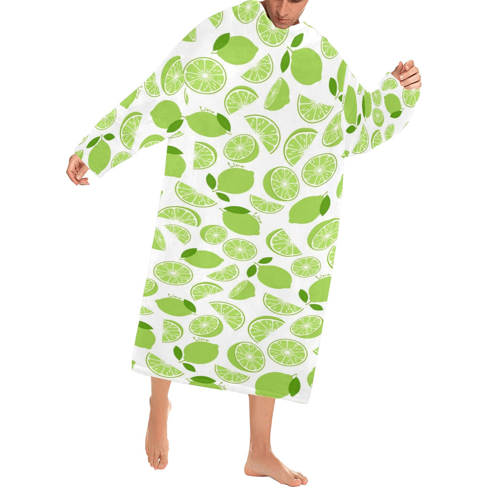 Lime design pattern Blanket Robe with Sleeves