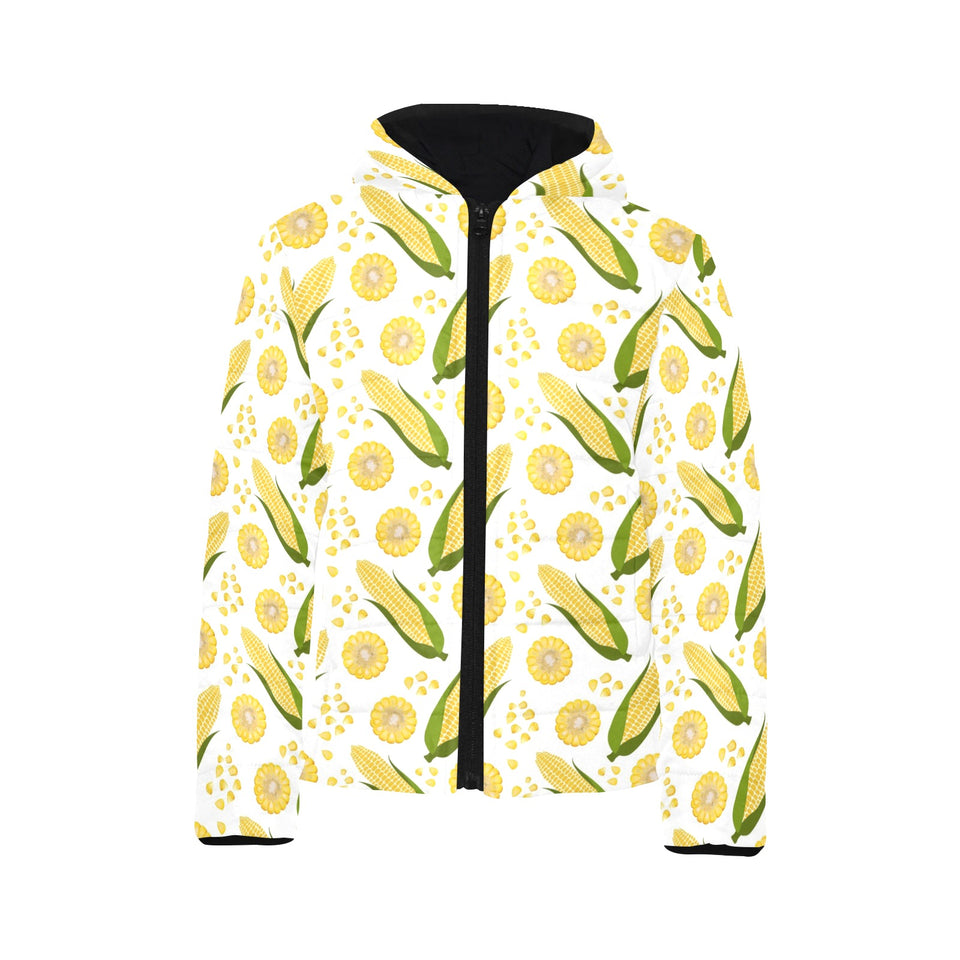 Corn Pattern Print Design 05 Kids' Boys' Girls' Padded Hooded Jacket