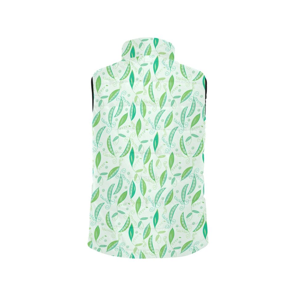Green Peas Pattern Print Design 01 Women's Padded Vest