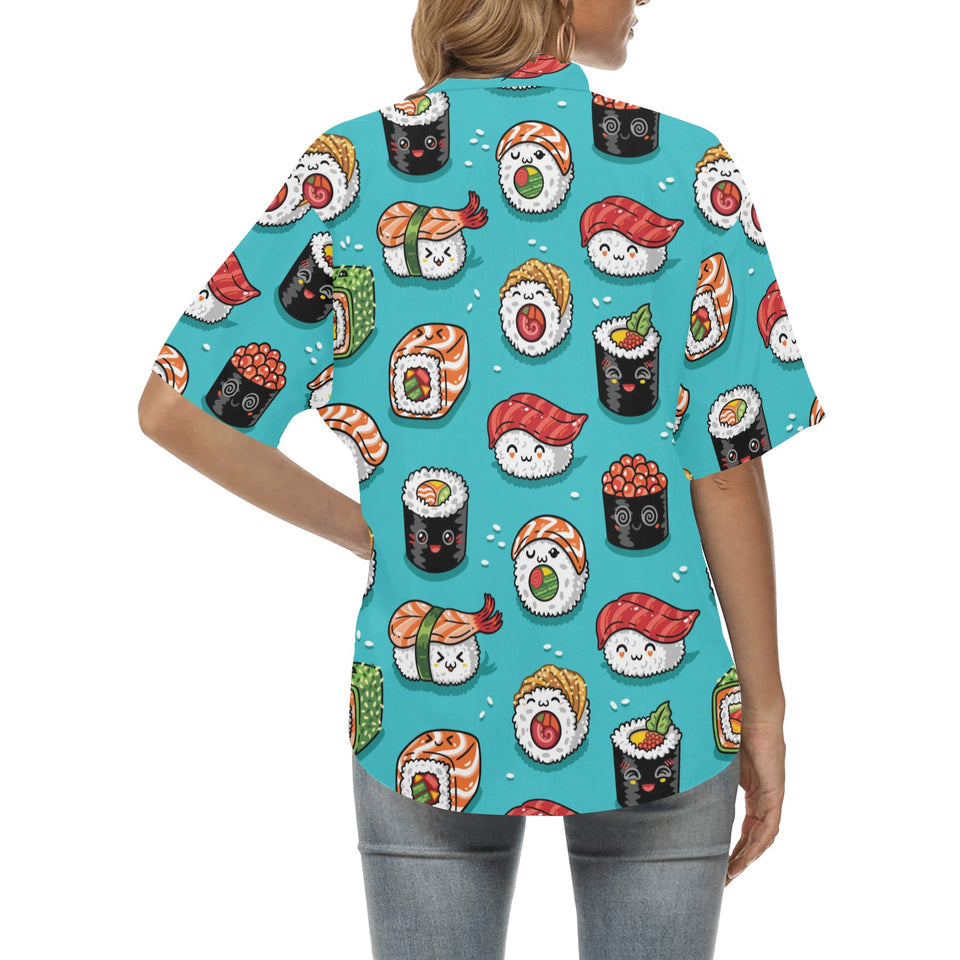 Cute sushi pattern Women's All Over Print Hawaiian Shirt