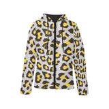Gray Leopard print pattern Women's Padded Hooded Jacket