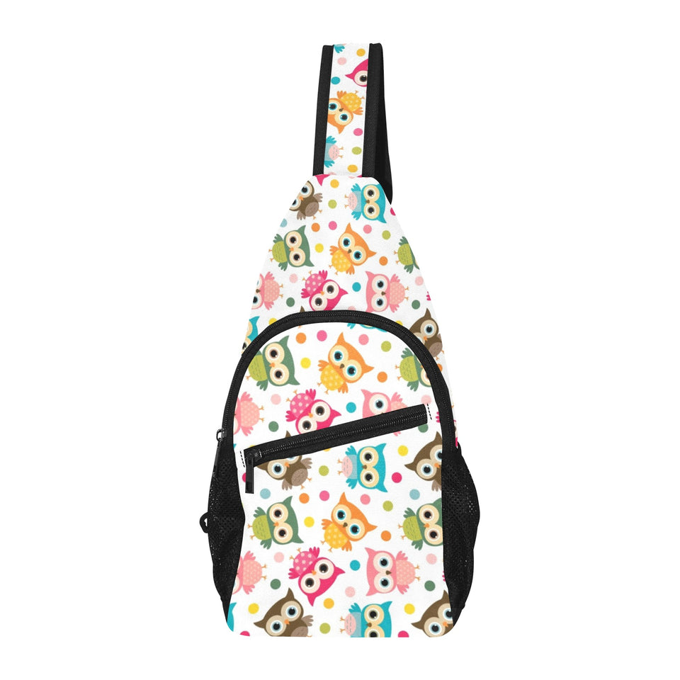 Color cute owl pattern All Over Print Chest Bag