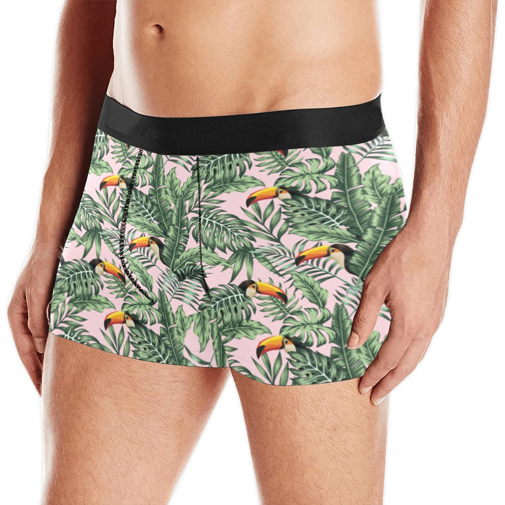 Toucan tropical green jungle palm pattern Men's All Over Print Boxer Briefs Men's Underwear