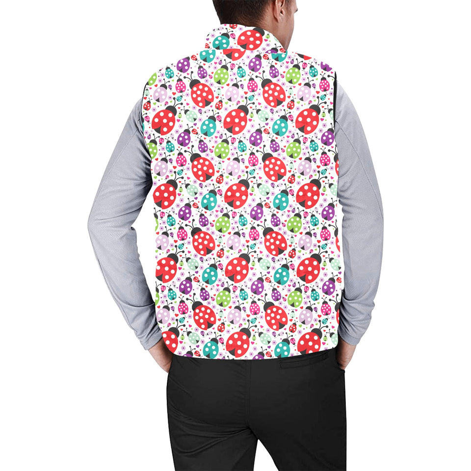 Ladybug Pattern Print Design 03 Men's Padded Vest
