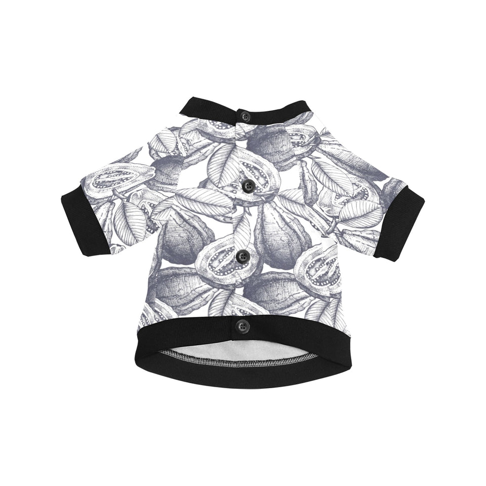 Guava tropical hand drawn pattern All Over Print Pet Dog Round Neck Fuzzy Shirt