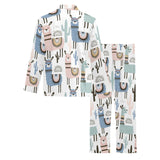 lama Alpaca cactus hand drawn pattern Men's Long Pajama Set