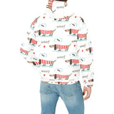 Cute dachshund bone pattern Men's Padded Hooded Jacket