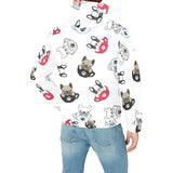 French bulldog cup paw pattern Men's Padded Hooded Jacket