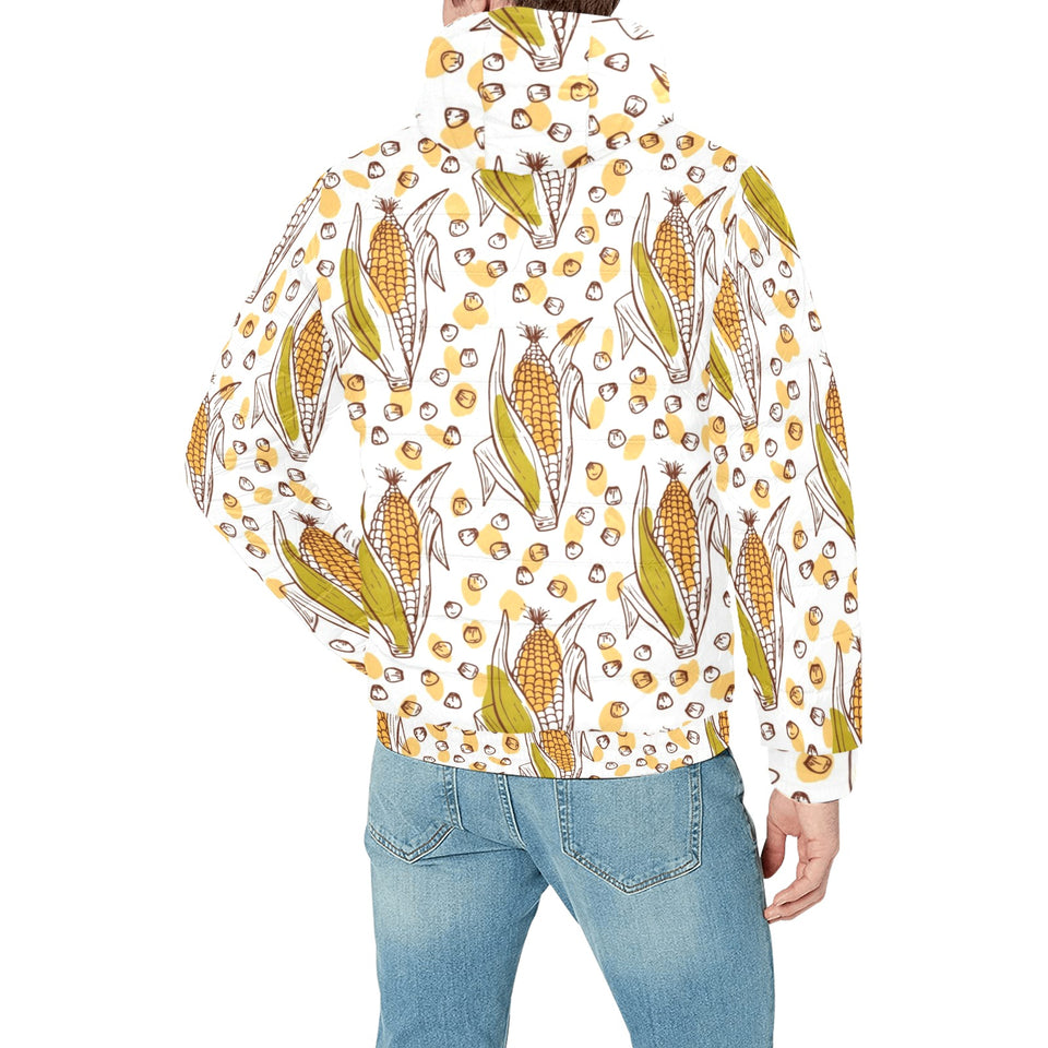 Corn Pattern Print Design 02 Men's Padded Hooded Jacket