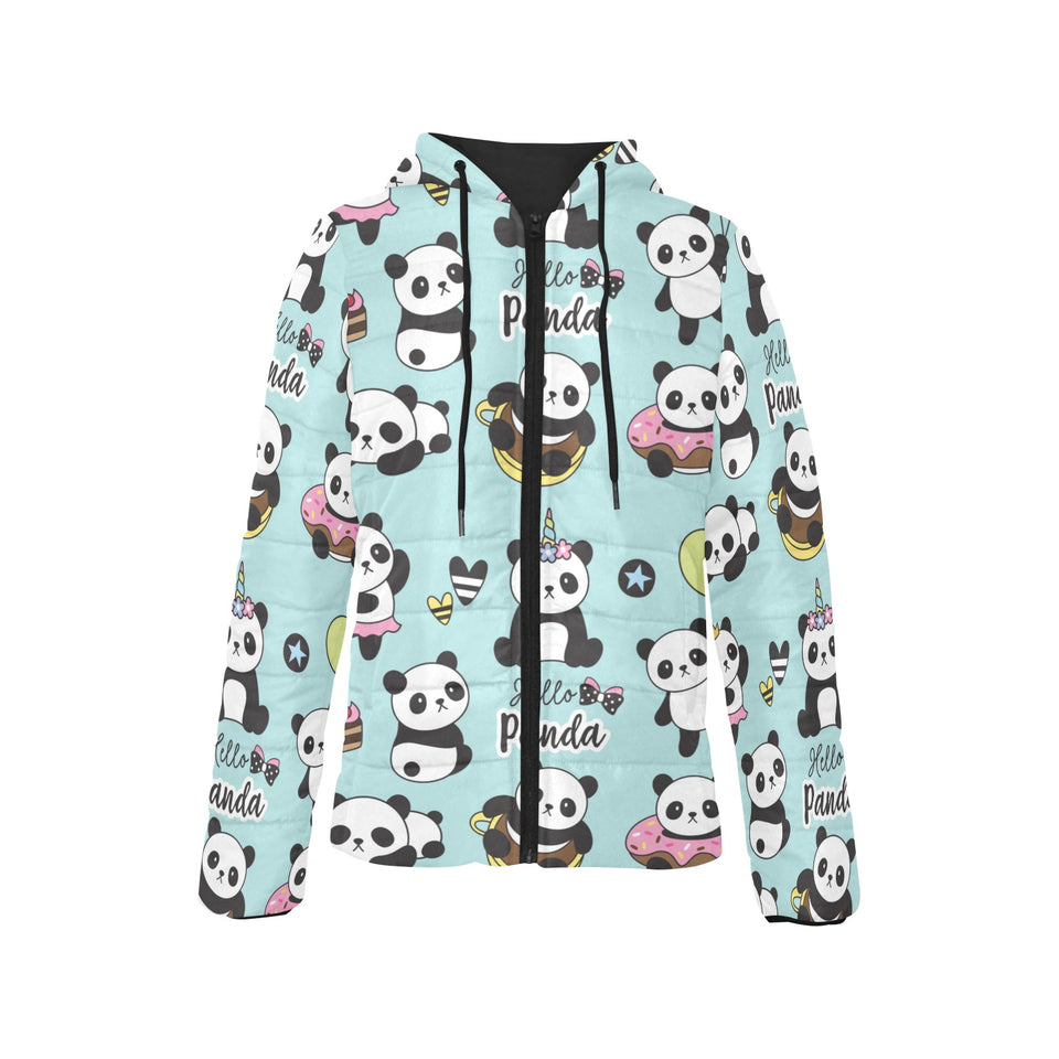 Cute baby panda pattern Women's Padded Hooded Jacket