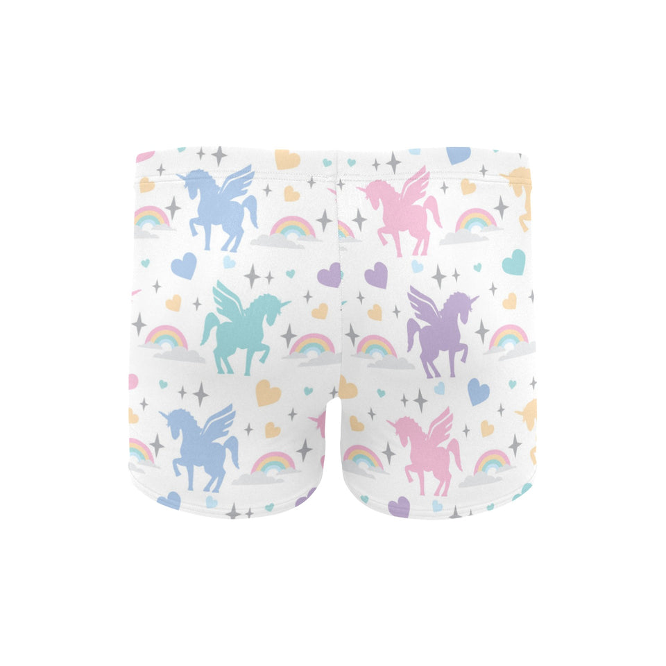 colorful unicorn rainbow heart pattern Men's Swimming Trunks