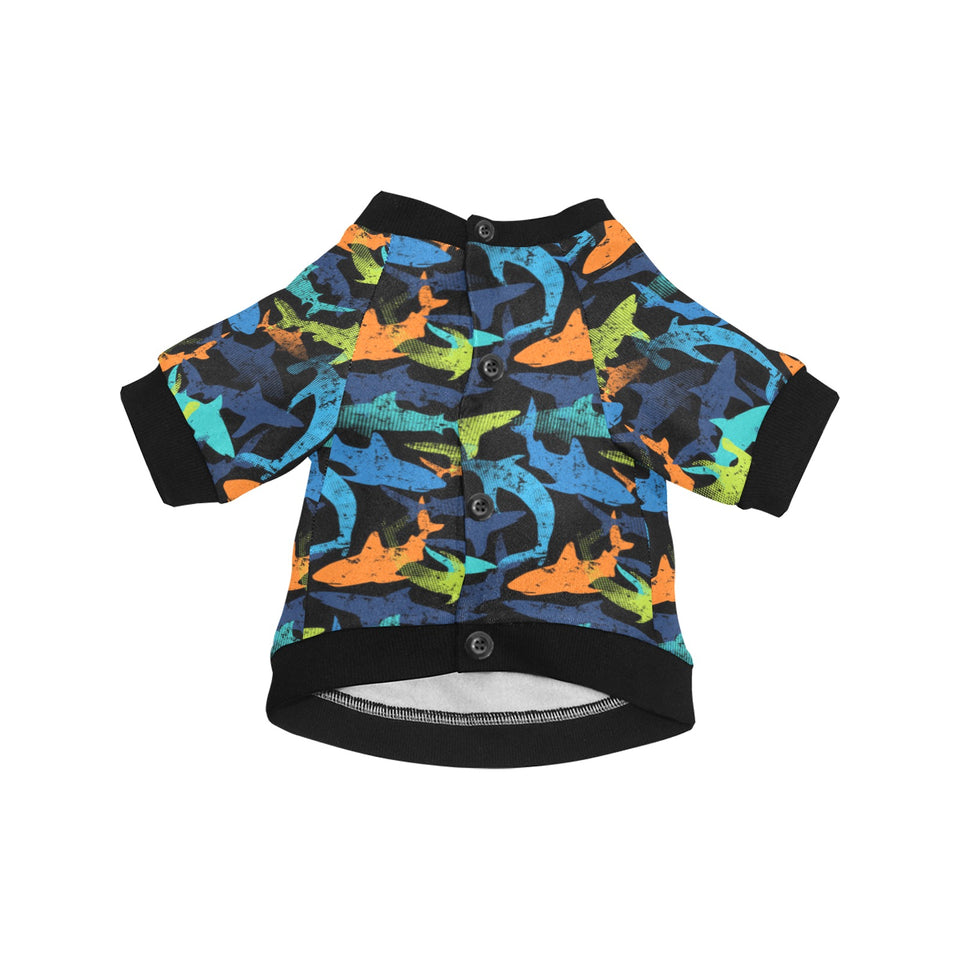 Colorful shark All Over Print Pet Dog Round Neck Fuzzy Shirt