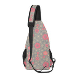 Red gold Sakura cherry blossom gray background All Over Print Chest Bag