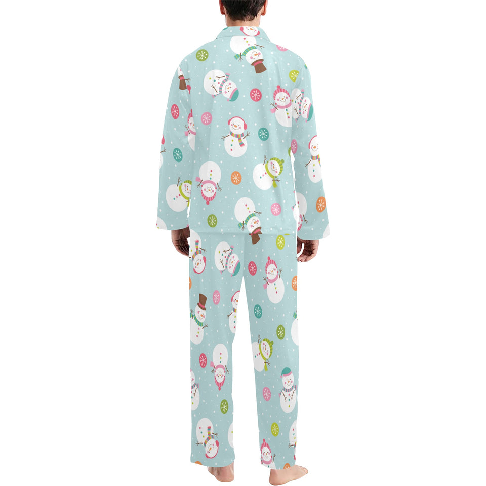 Cute snowman snowflake pattern Men's Long Pajama Set