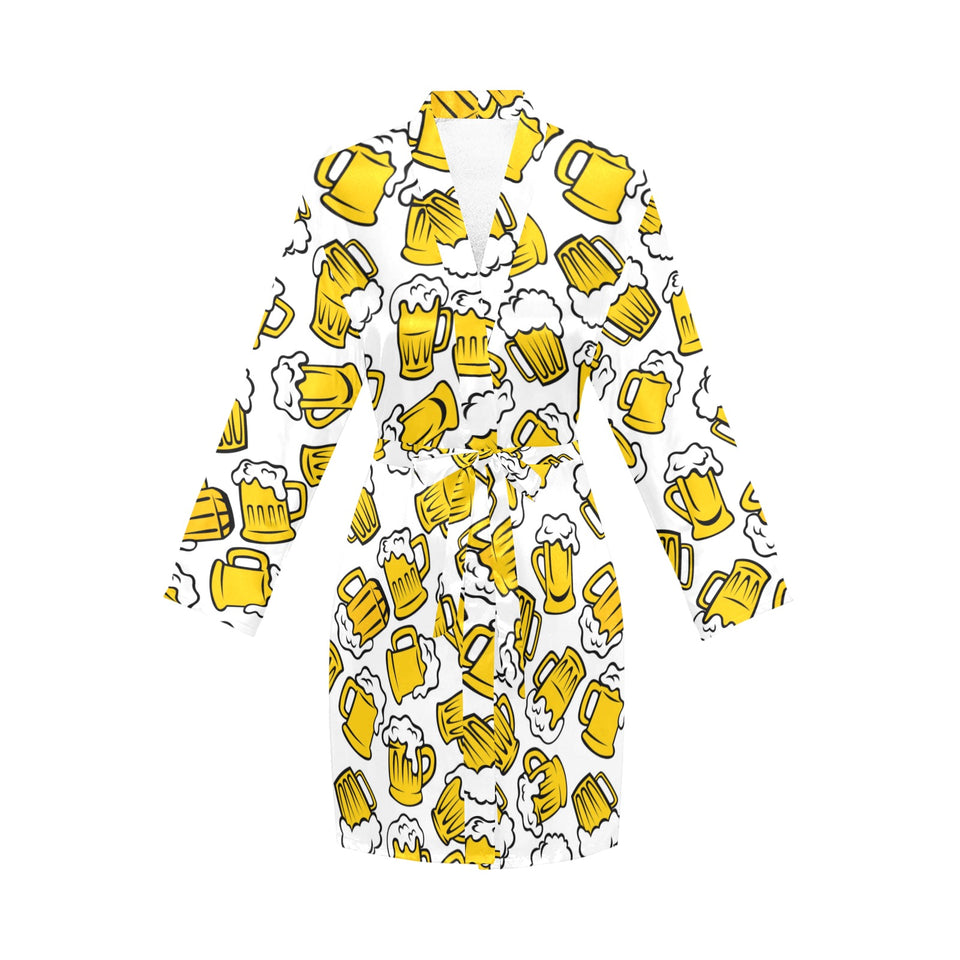 Beer design pattern Women's Long Sleeve Belted Night Robe
