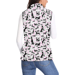 Greyhound Pattern Print Design 02 Women's Padded Vest