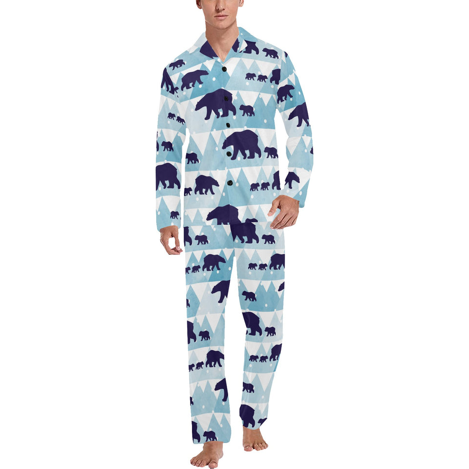 polar bear winter snow pattern Men's Long Pajama Set