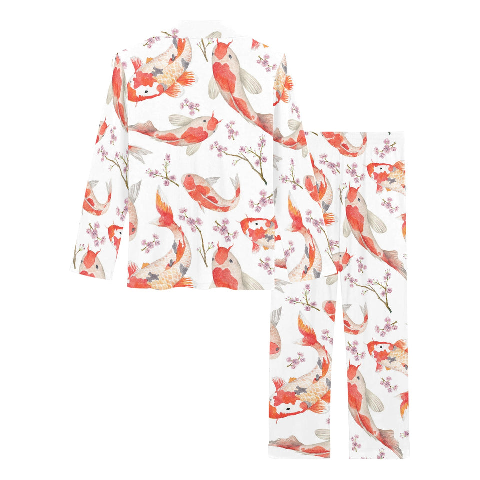 Watercolor Koi Fish Carp Fish pattern Women's Long Pajama Set