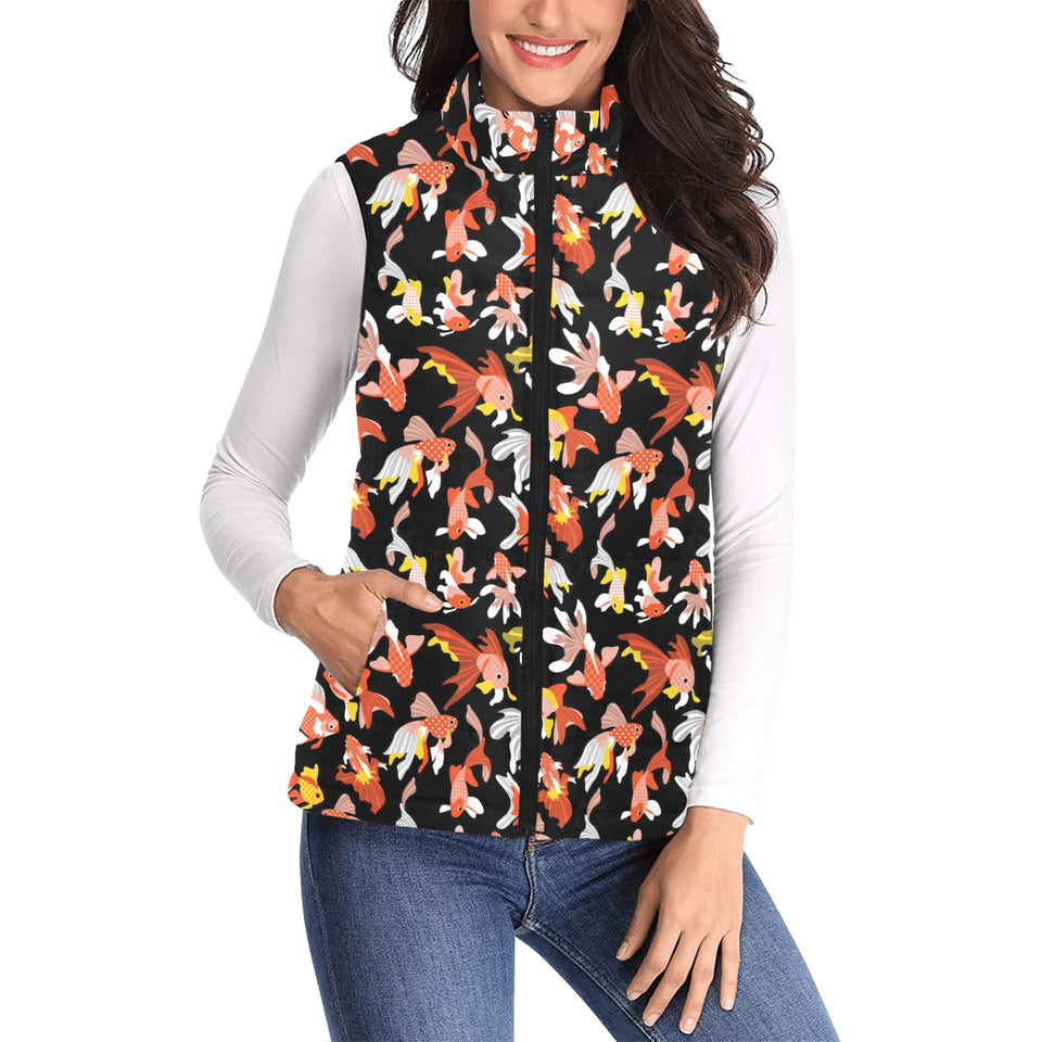 Goldfish Pattern Print Design 03 Women's Padded Vest