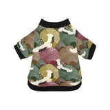 Japanese cranes flying forest dot pattern All Over Print Pet Dog Round Neck Fuzzy Shirt