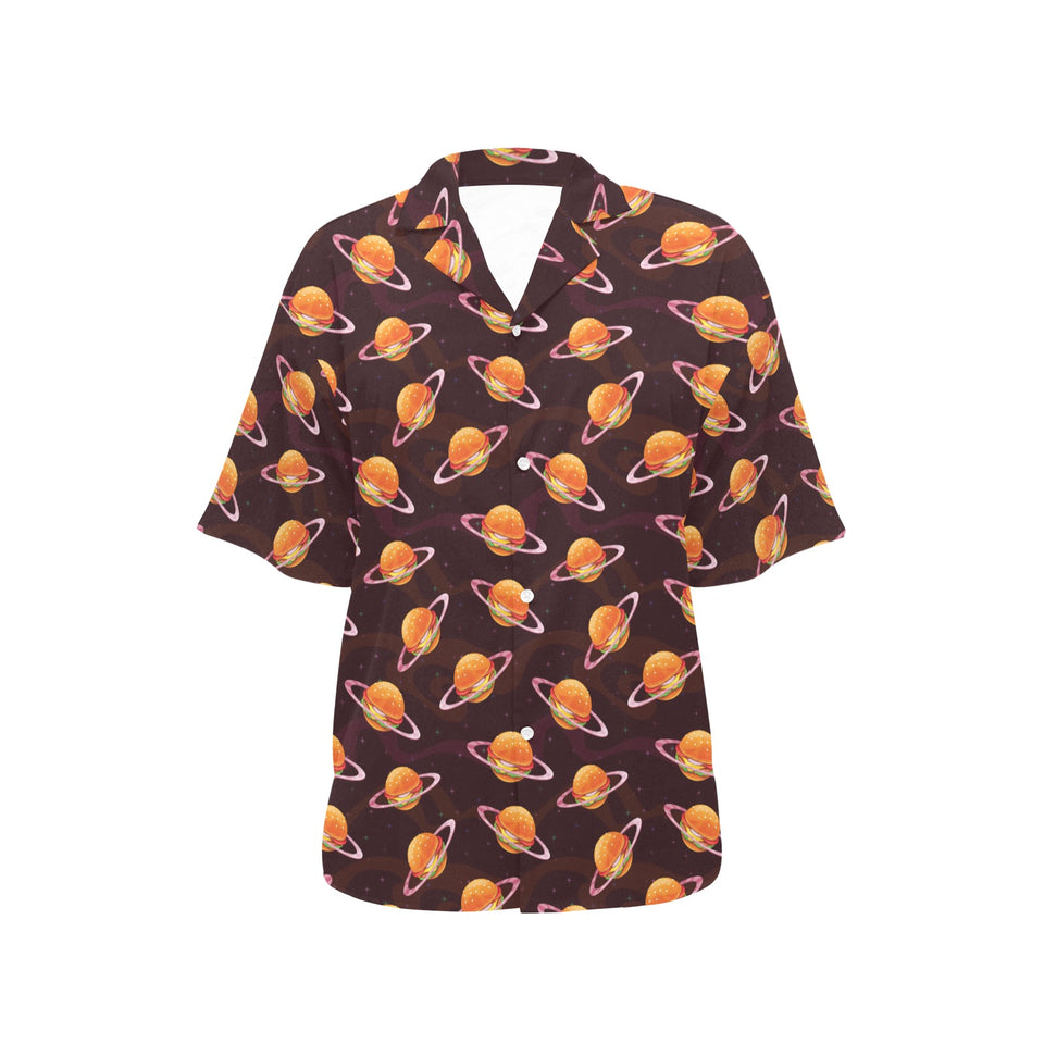 Hamburger Pattern Print Design 05 Women's All Over Print Hawaiian Shirt